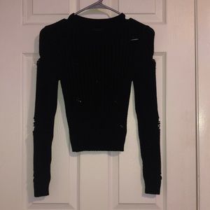 Ripped black long sleeve top from Fashion Nova